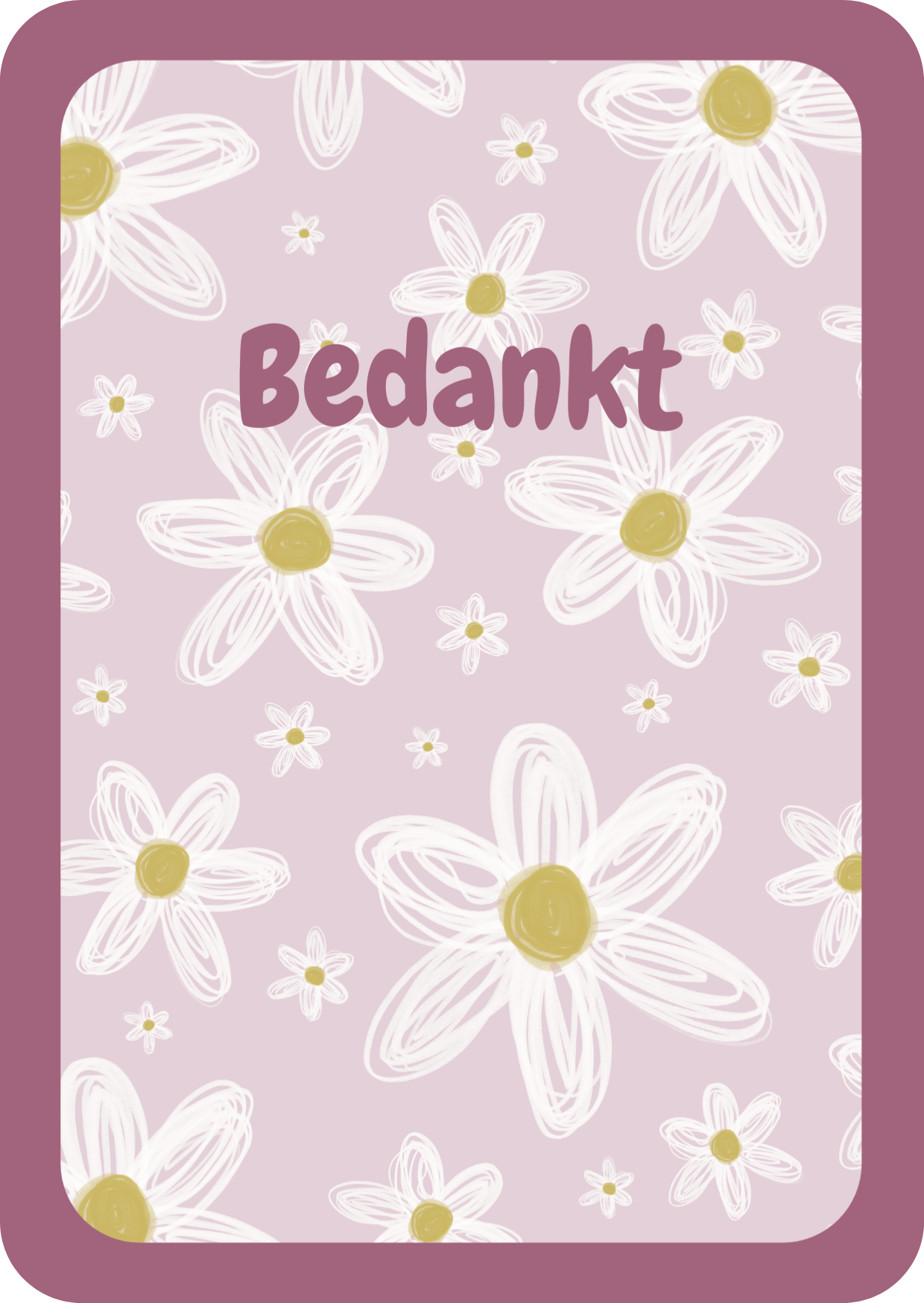 Kaart - bedankt bloemen paars