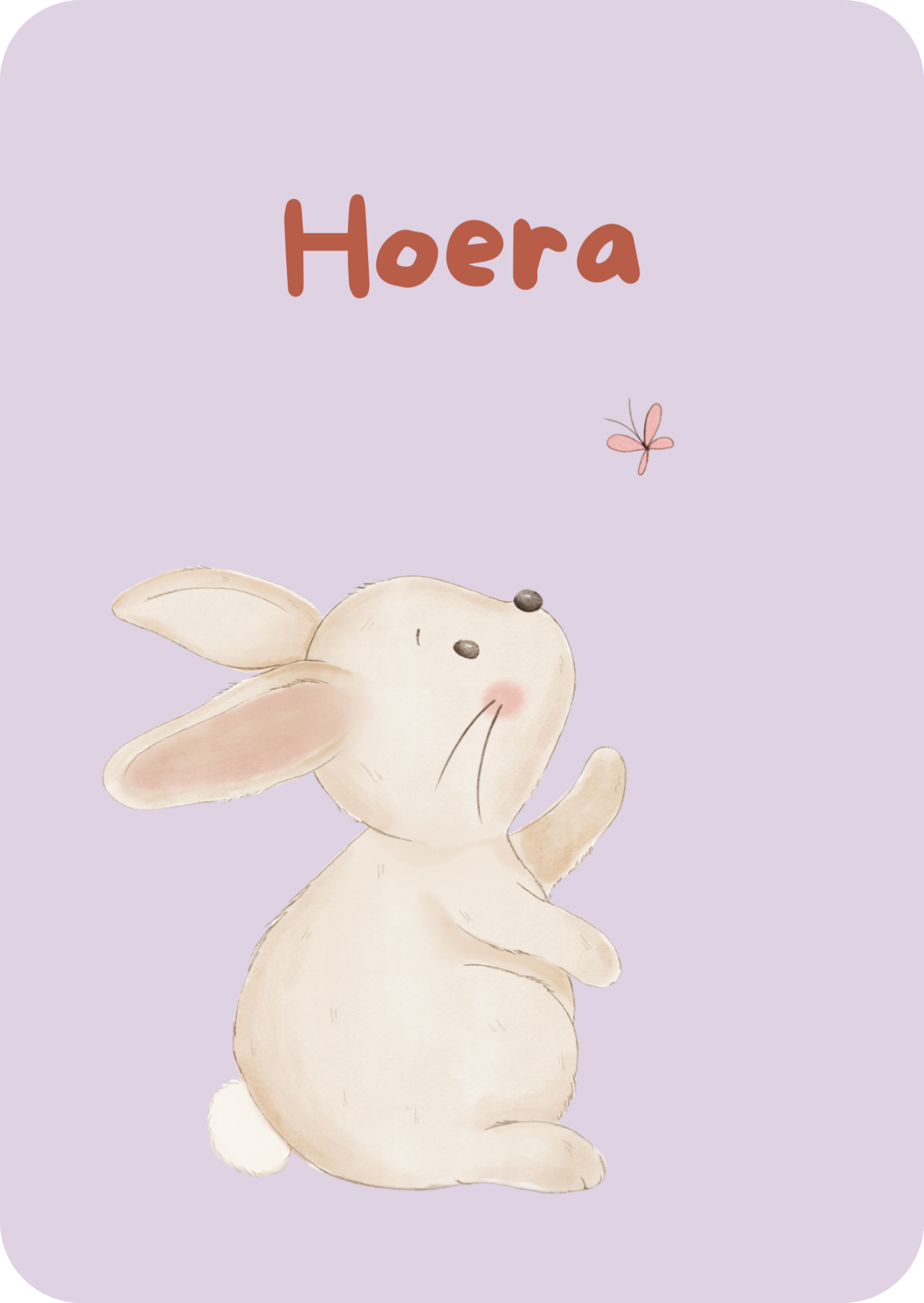 Kaart - hoera konijn