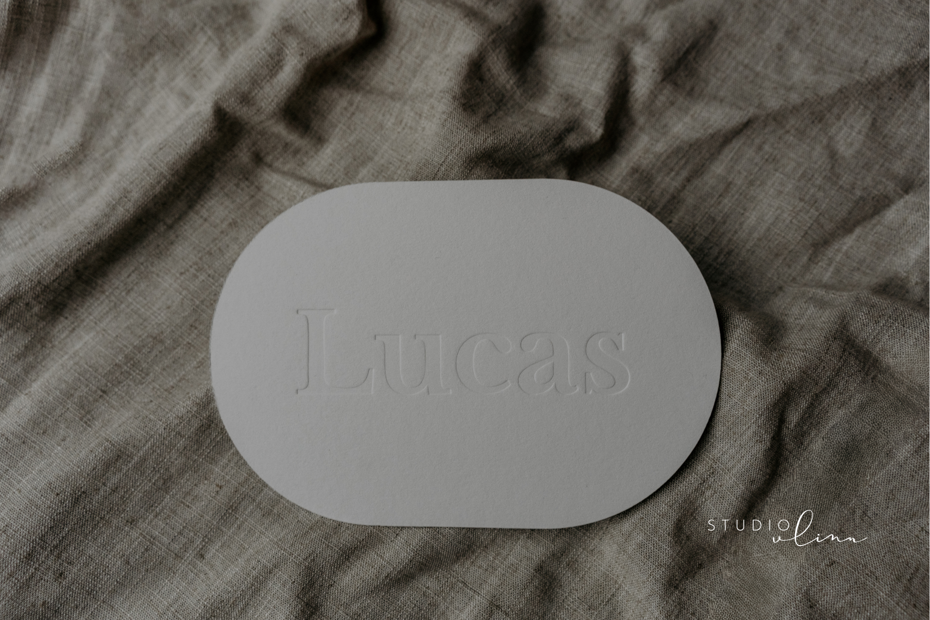 Geboortekaart letterpress ovaal - Lucas